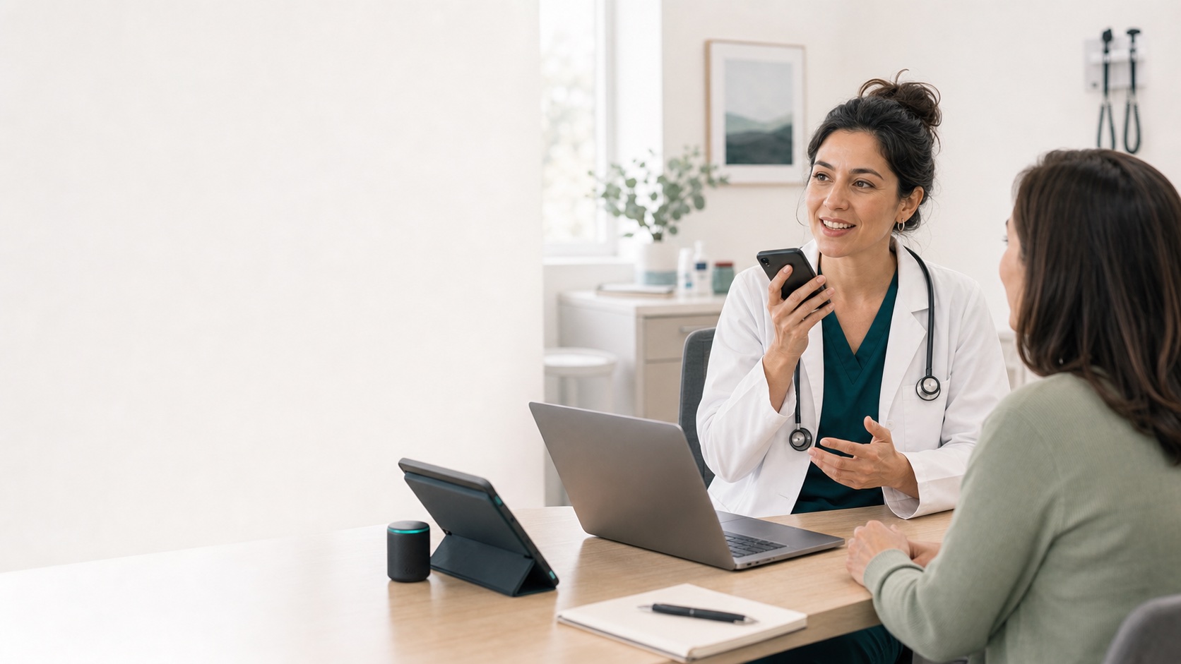 Clinician using Oz Scribe during a small-practice outpatient visit.