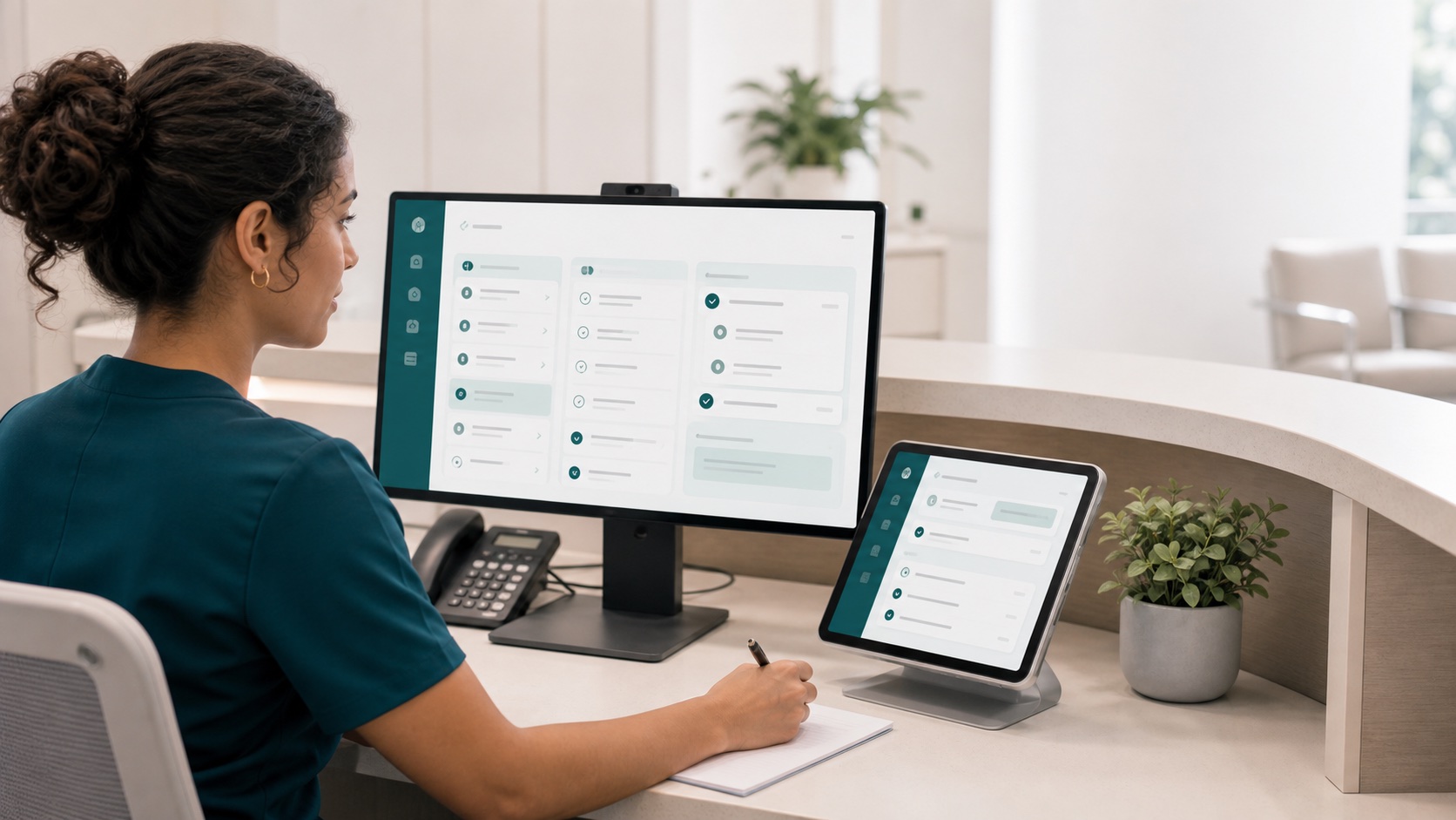 Care coordinator reviewing AI-supported patient follow-up queues.